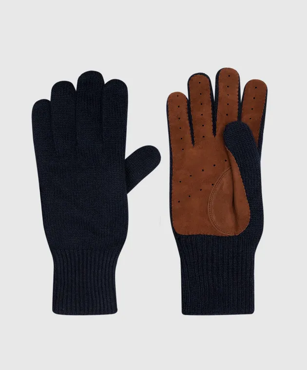Brunello Cucinelli Guanti in cashmere blu M2292118