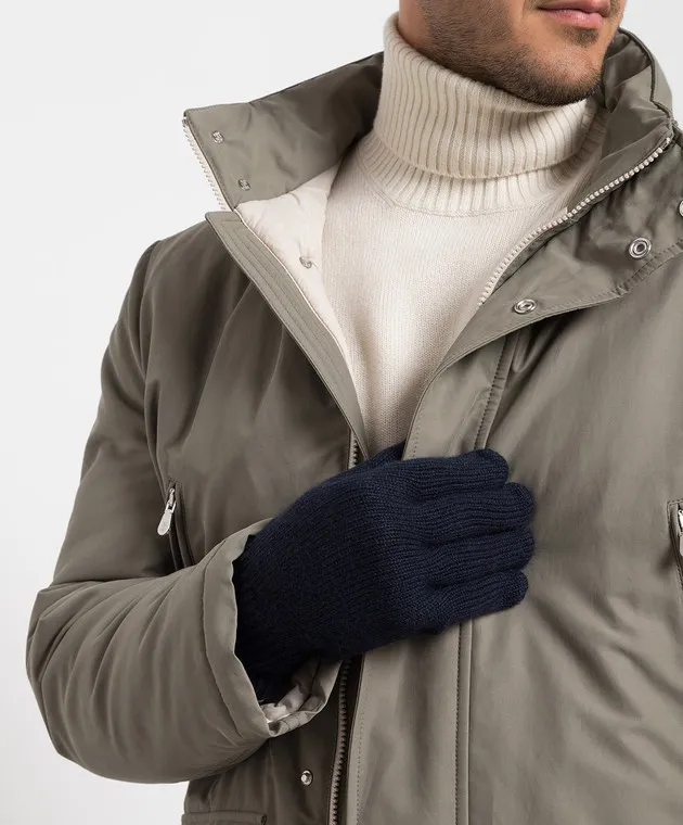 Brunello Cucinelli Guanti in cashmere blu M2292118