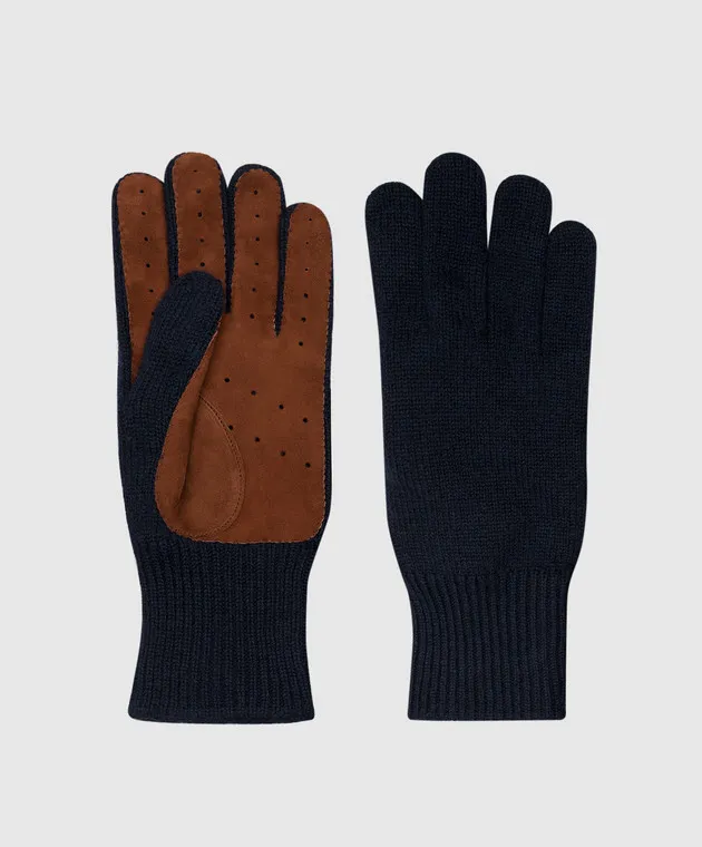 Brunello Cucinelli Guanti in cashmere blu M2292118