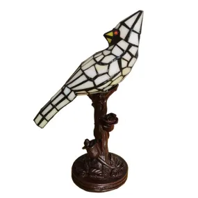 Lampada da tavolo 5LL-6102N uccello, crema tiffany